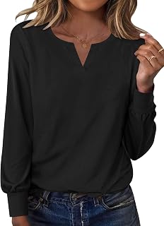 Ivicoer Womens Long Sleeve Shirts V Neck Tops Business Casual Outfits Bcasic Tees Spring Clothes 2026 Trendy Blouses