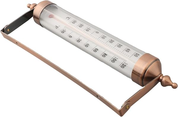 Termómetro de metal de 10 pulgadas para interiores y exteriores, con doble escala Fahrenheit Celsius, medidor de temperatura inalámbrico para montaje en pared, para jardín, patio, cocina - 2