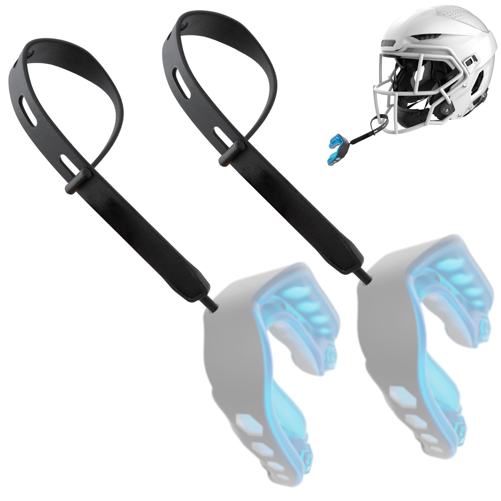 2 Pack Tether for Mouth Guard, Strap Only, Universal Replacement Strap for Mouth Guard for Football, Boxing, Taekwondo, Hockey, Basketball, Lacrosse, Rugby Matches Helmet (Black)