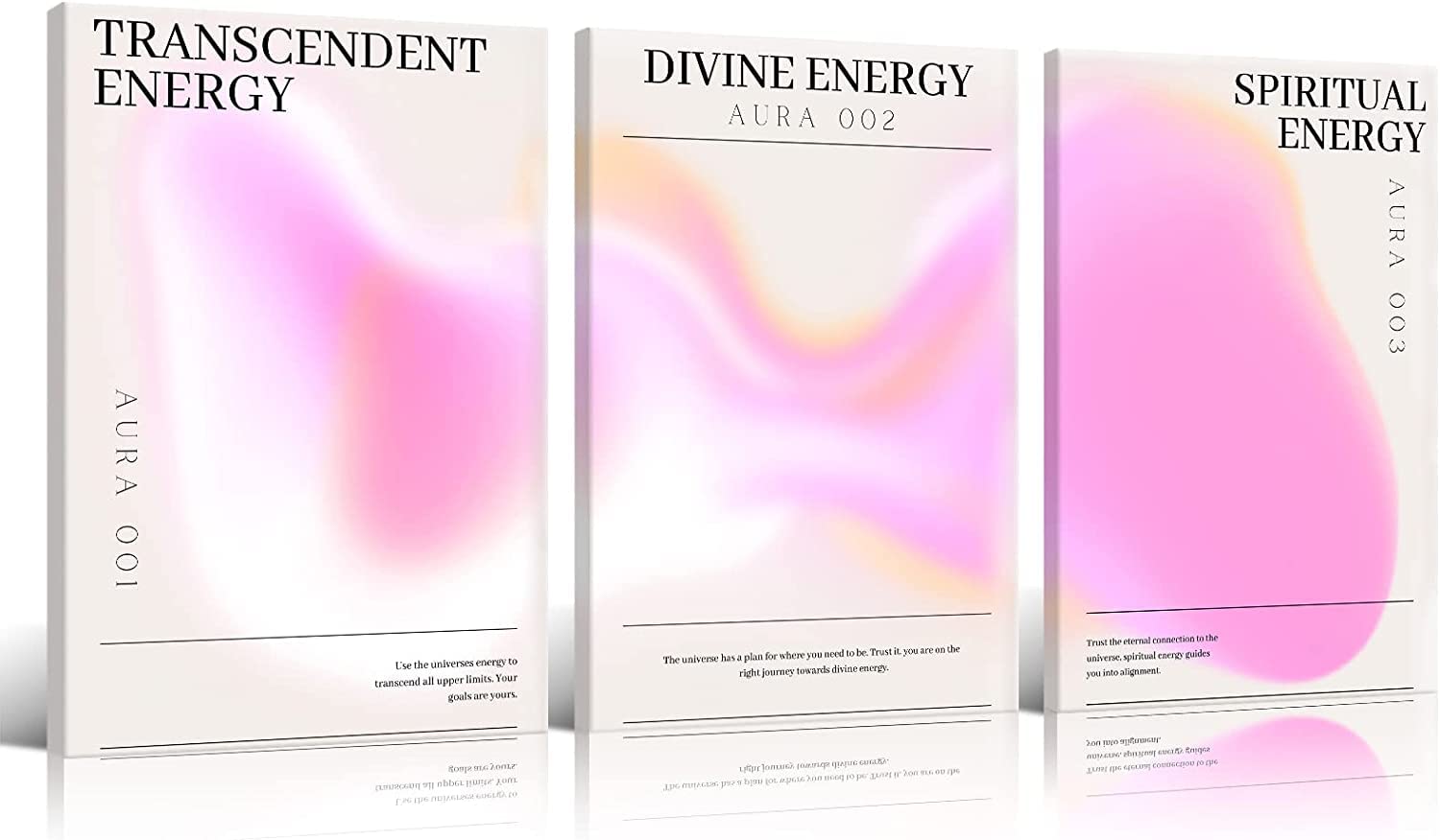 Enthusiasm Pink 3 Pcs Gradient Aura Spiritual Canvas Wall Art Trippy Positive Affirmations Room Aesthetic Posters Minimalist Prints Paintings Decor Unframed (A,40X60cm)