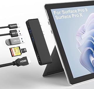 Surface Pro 9 Accessories, Surface Pro 9 Docking Station with 4K HDMI, USB-C Thunerbolt 4 (Display+Data+PD Charging), 2 USB 3.0, SD/TF Card Reader for Surface Pro 9/Prox