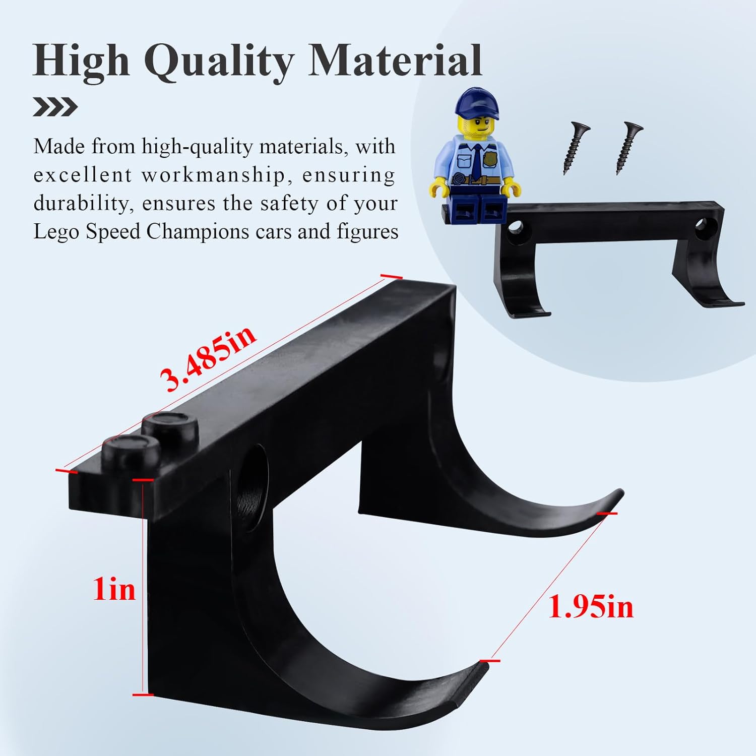 8 Pcs Wall Mount Fit for Any Lego Speed Champions Sets, Wall Bracket for Lego Speed of Champions Brick Cars with a Base for The Pilot/Figure, Display Collectible Cars by Wheels on Wall, Black