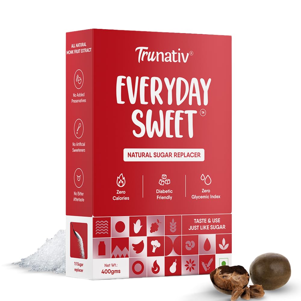 Trunativ Everyday Sweet | Monkfruit Sweetener Powder Loose Sugar Like Sweetener | Zero-Calorie Sugar Substitute | 1:1 Sugar Replacer for Cooking & Baking | Keto & Diabetic Friendly | 400g (Pack of 1) discount deal