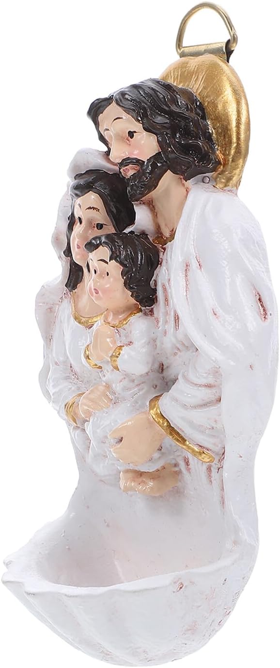 LABRIMP Nativity Pendant and Jesus Statue Resin Figurine 7x3.5x13cm Antique White Catholic Christmas Religious Wall Hanging Decor for Home, Church, and Baptism