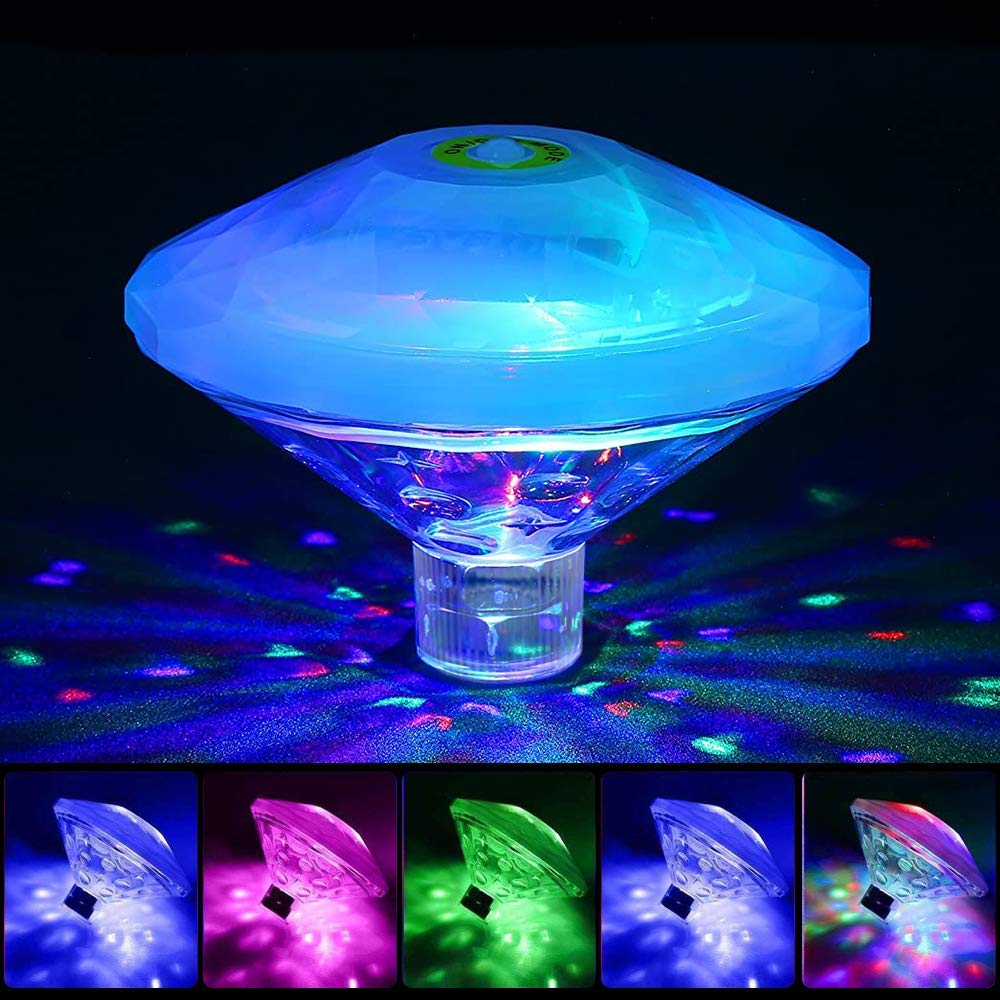 EM Pond Lights, RGB Underwater Lights Disco Party Lights, Multicoloured Swimming Pool Lights with 7 Lighting Modes for Fountain Pool Bars etc, LED Spa Light Floating Bath Lamp