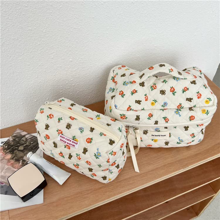 Miniatura 3 de Bolsa de maquillaje Kawaii bonita bolsa de cosméticos de felpa japonesa estética peluda bolsa de aseo peludo patrón de oso de hadas organizador de