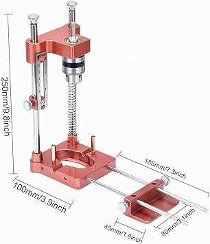 Drill Stand with Drill Chuck Adjustable Drilling Template Guide Portable Precision Woodworking Tool Drill Guide Hand Tools Vertical Guide Tool Set for Surfaces and Round Workpieces