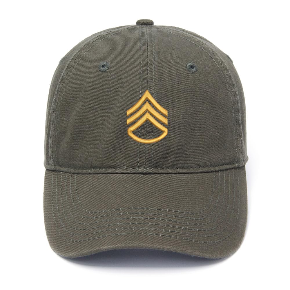 Army Rank Patch Staff Sergeant Embroidered Mens Baseball Cap Cotton Washed Baseball Hat