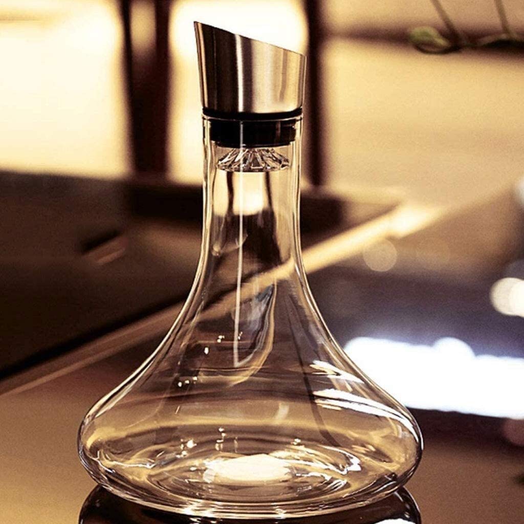 Juego de jarras de vidrio, con tapa de acero inoxidable, gran capacidad de 1800 ml, para decantador de whisky de hotel, bar o casa