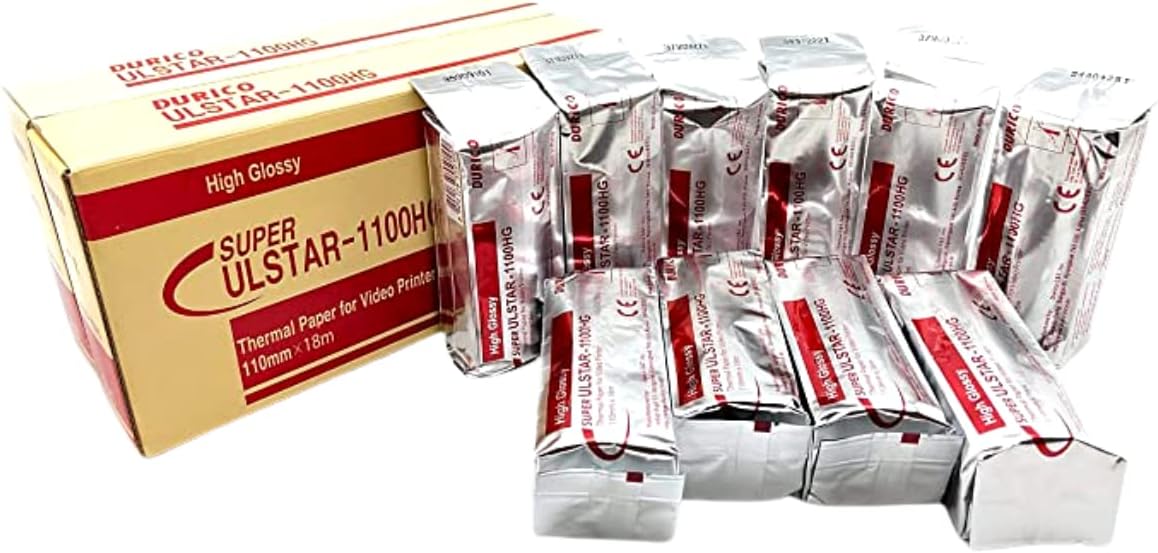 1100HG Compatible with Sony UPP-110HG High Gloss Premium Ultrasound Paper Film/Media, 110mm x 18m (Made in Korea) - 10 Rolls