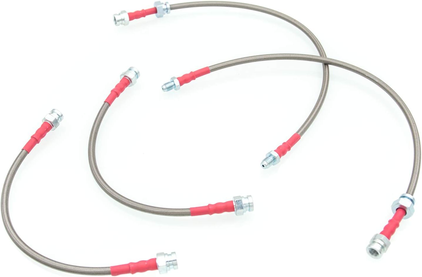 AJP Distributor Front Rear Stainless Steel Braided Oil Brake Line Cable Hose for Mazda RX7 RX-7 FB (Silver Red)
