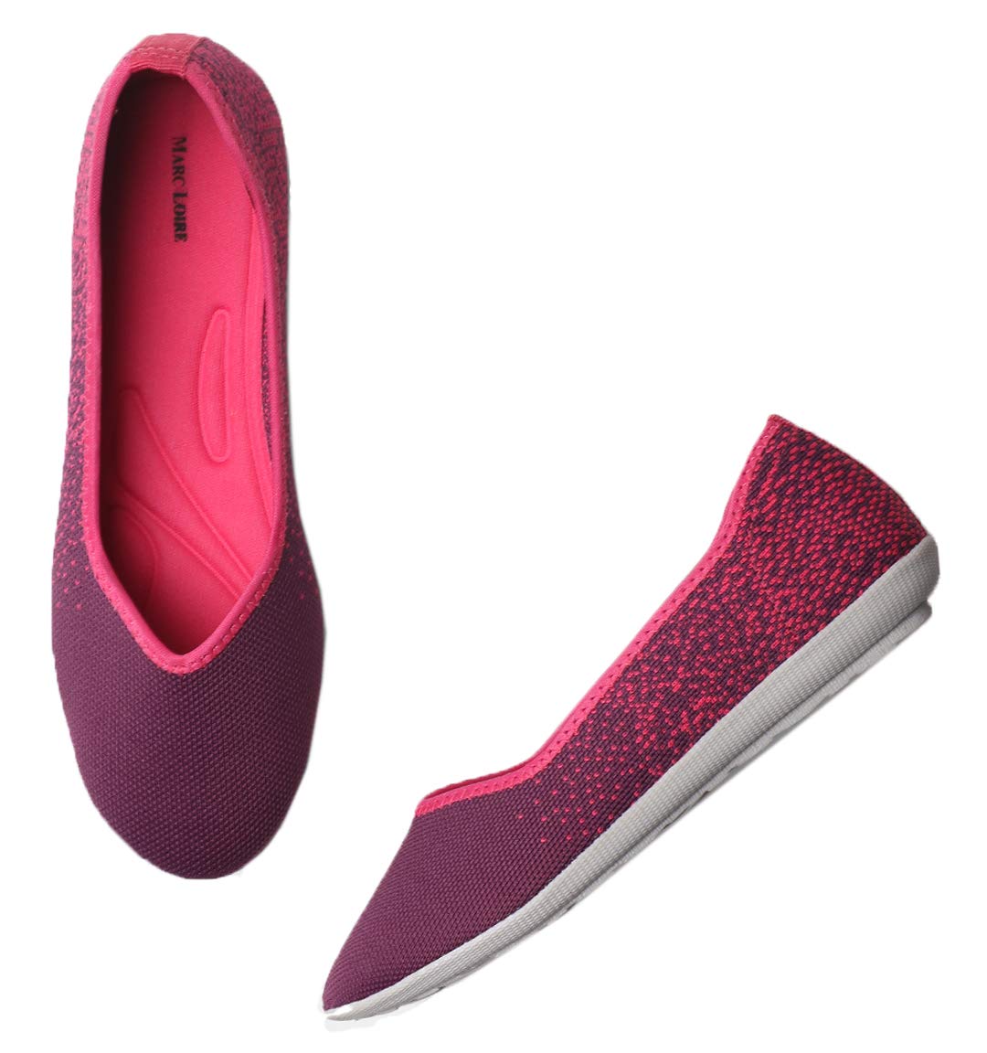 Marc Loire Womens Maroon Athleisure Active Wear Slip on Flat Ballerina Shoes (B08HD3QD7X) Amazon Price History, Amazon Price Tracker