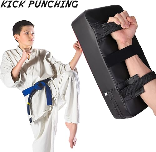 Miniatura 9 de Odoland Juego de boxeo 3 en 1 para niños y jóvenes: guantes de boxeo, almohadillas para patadas, guantes para boxeo, kickboxing, karate, muay thai,