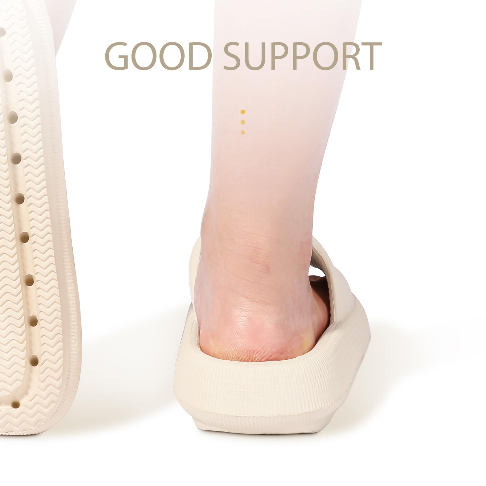 Leevar Ciabatte Nuvola Donna Uomo Morbide, Comode e Rilassanti, Estive Facili da Pulire, Doccia Antiscivolo Con Suola Spessa, Pantofole per Nuoto Spiaggia (Beige 37/38 EU)