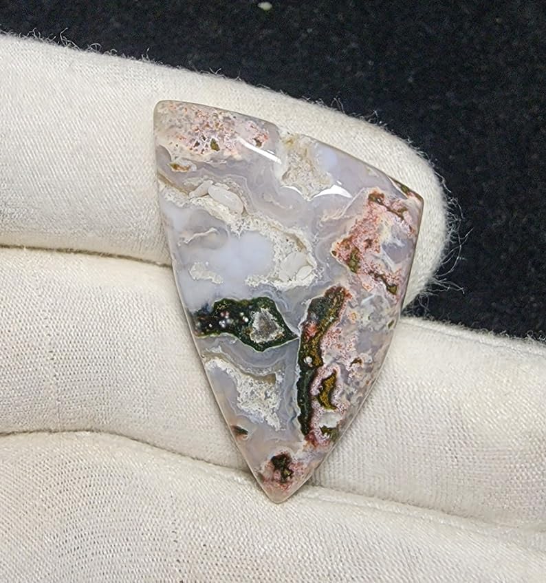Jaspe océan naturel cabochon trillion 35x22x6mm pour création de bijoux - 4