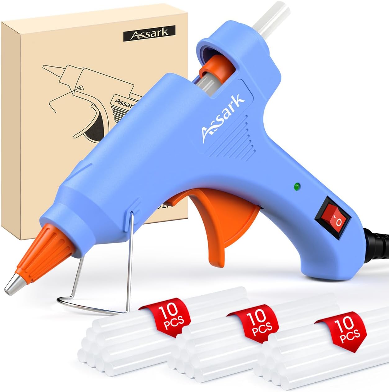 30W Mini Hot Glue Gun Kit with 30 Glue Sticks, Fast Preheating Hot Melt, High Temp for School Crafts DIY Arts and Quick Home Repairs, Blue
