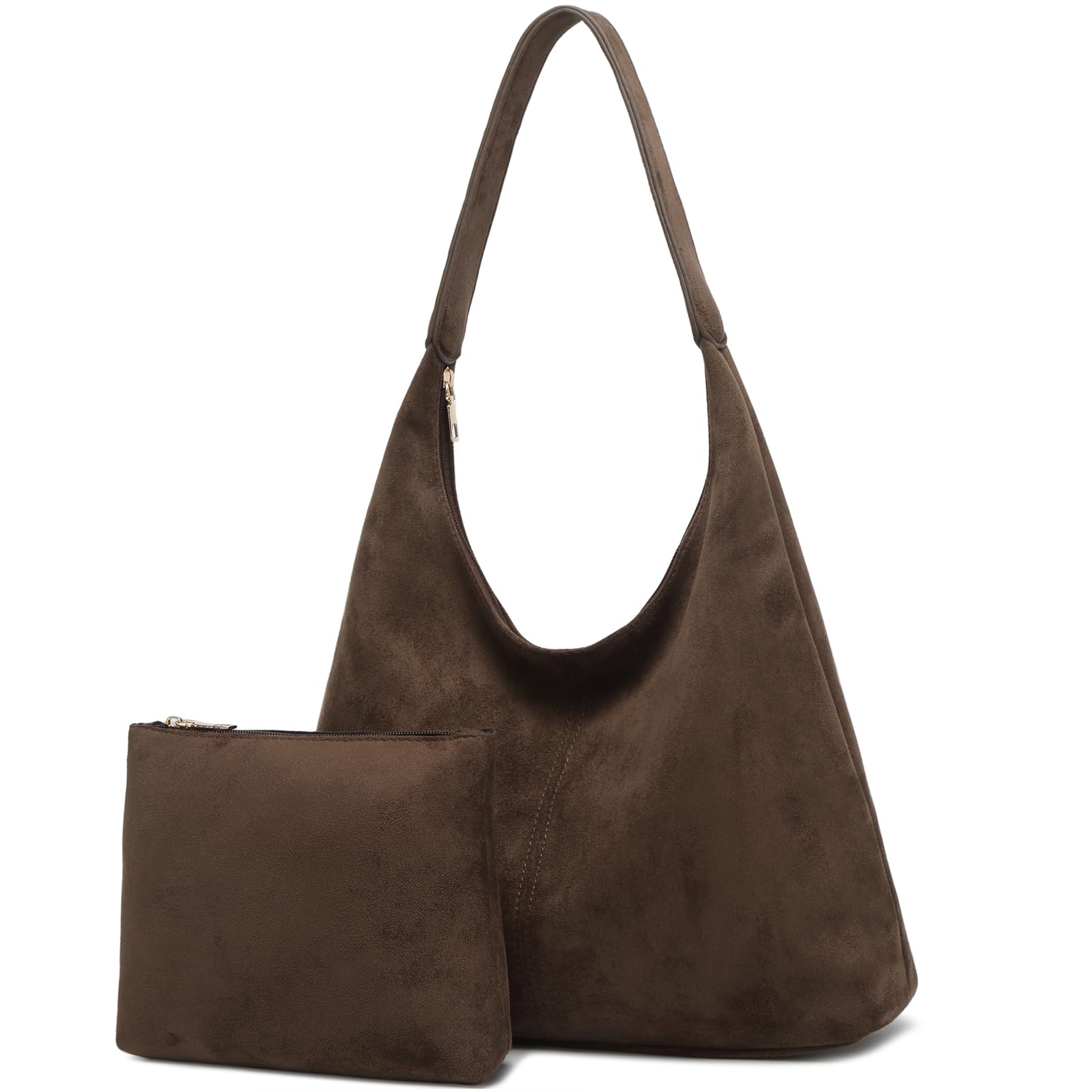 Slouchy Suede Hobo bag for Women Casual Shoulder Bag Soft Cresent Tote Purse Handbag Work Travel Coffee