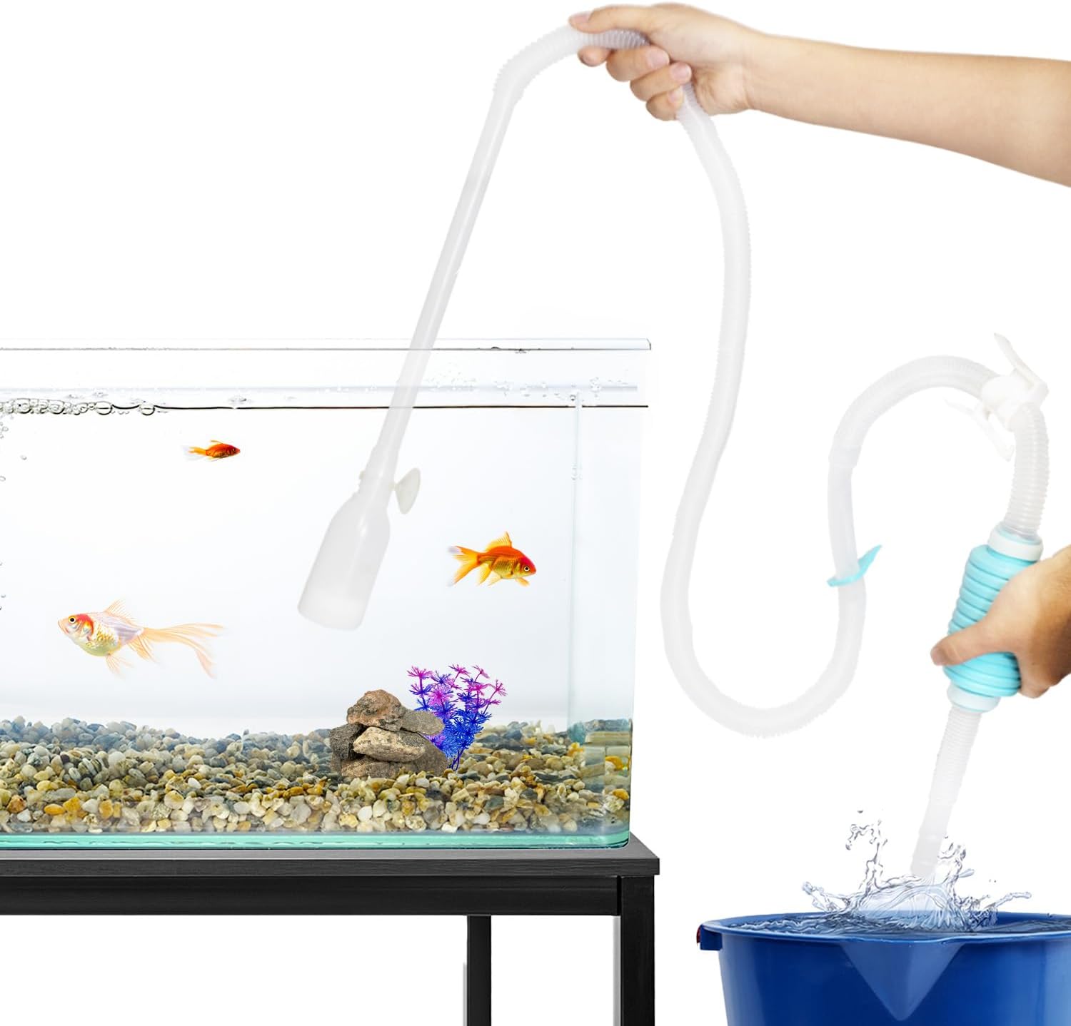 TERA PUMP Aquarium Gravel Cleaner for 10-20 Gallon Tanks – BPA-Free, Siphon with Flow Controller, Extendable No-Spill System for Freshwater and Saltwater