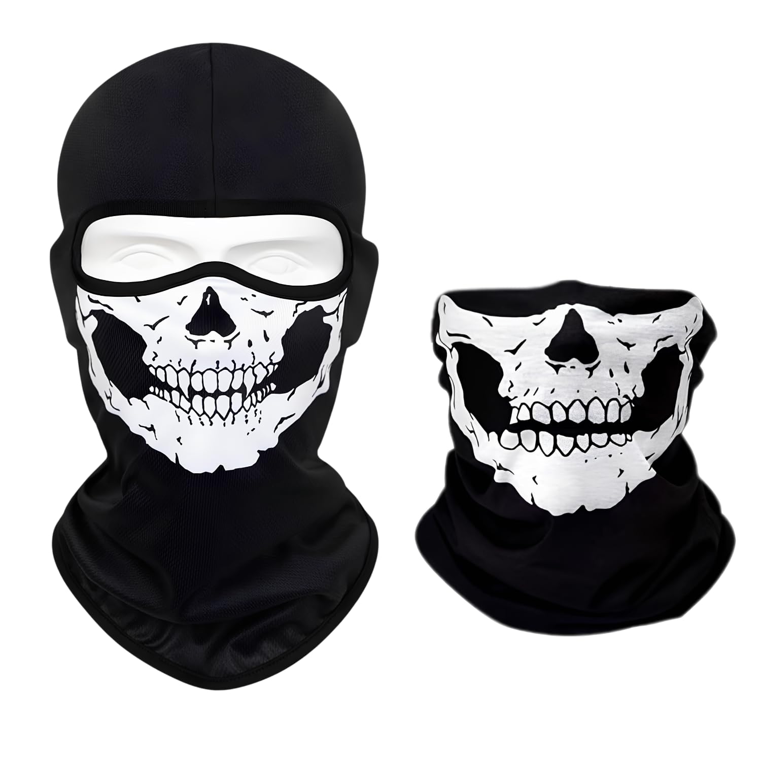 BendJoy® 2Pcs Skull Balaclava for Men Women Breathable Ghost Face Mask | Face Cover with Skull & Ghost Print - Windproof Dust Protection Riding Mask for Motorcycle Cycling Skiing Outdoor Activities-image-27