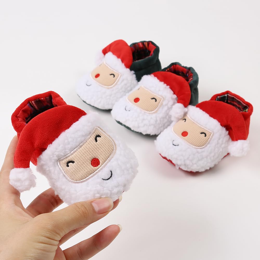 Ohwawadi Hausschuhe für Babys, Jungen, Mädchen, kuschelige Fleece-Schuhe, weiche Unterseite, warme Cartoon-Socken, Neugeborenen-Schuhe