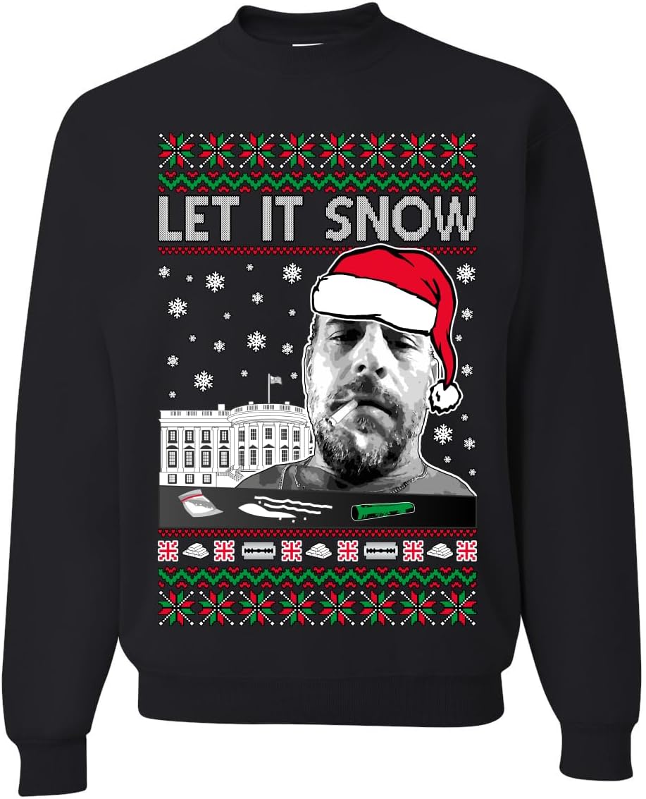 Hunter Let It Snow Biden Ugly Christmas Sweater Unisex Crewneck Sweatshirt