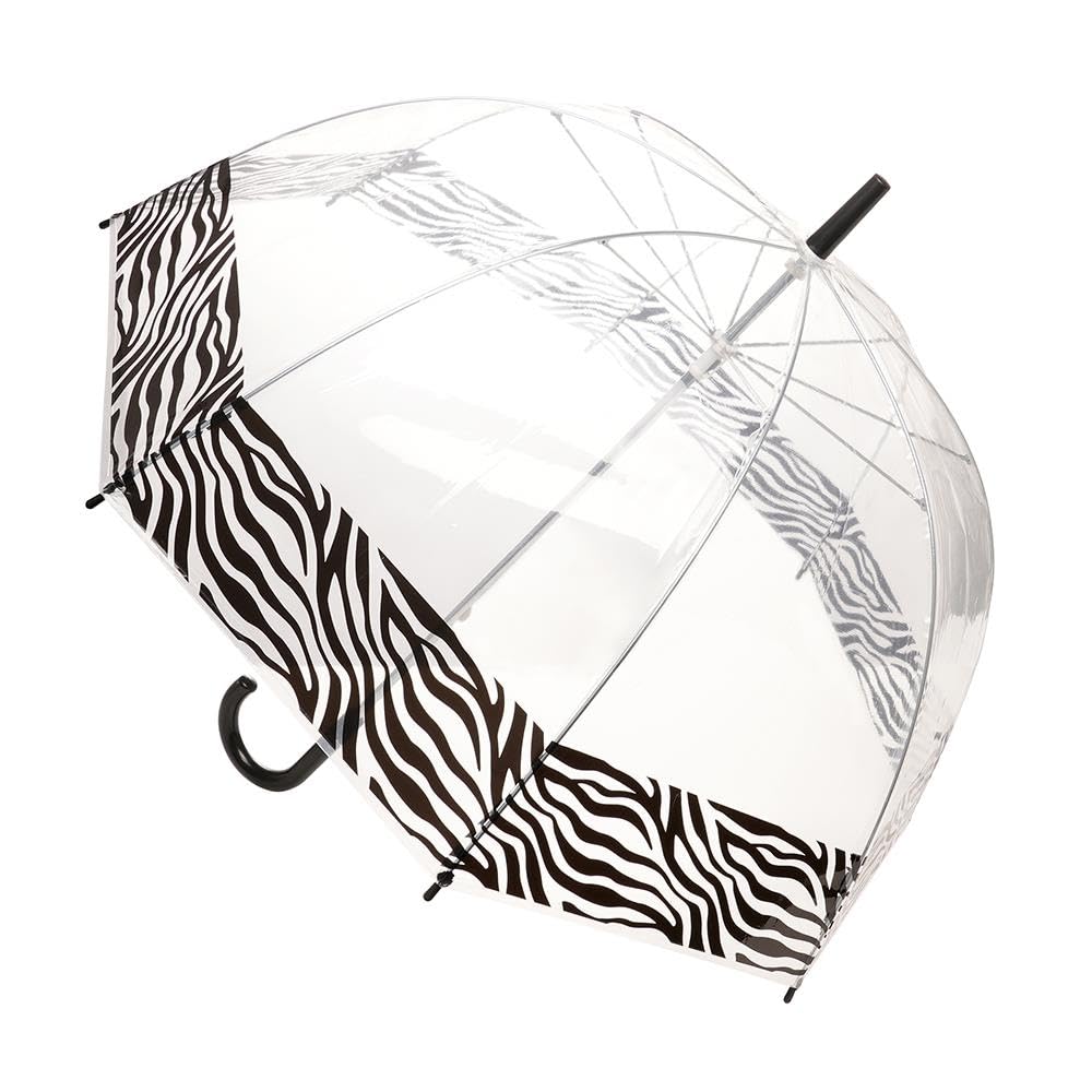A2z Women's Zebra Clear Bubble Umbrella Transparent Dome Canopy Ultra Waterproof Wind Resist Soft Handle Hearts Butterfly Animal Sauage Dog Leopard Classic Umbrellas Heavy Rainfall Streets Walking Brolly