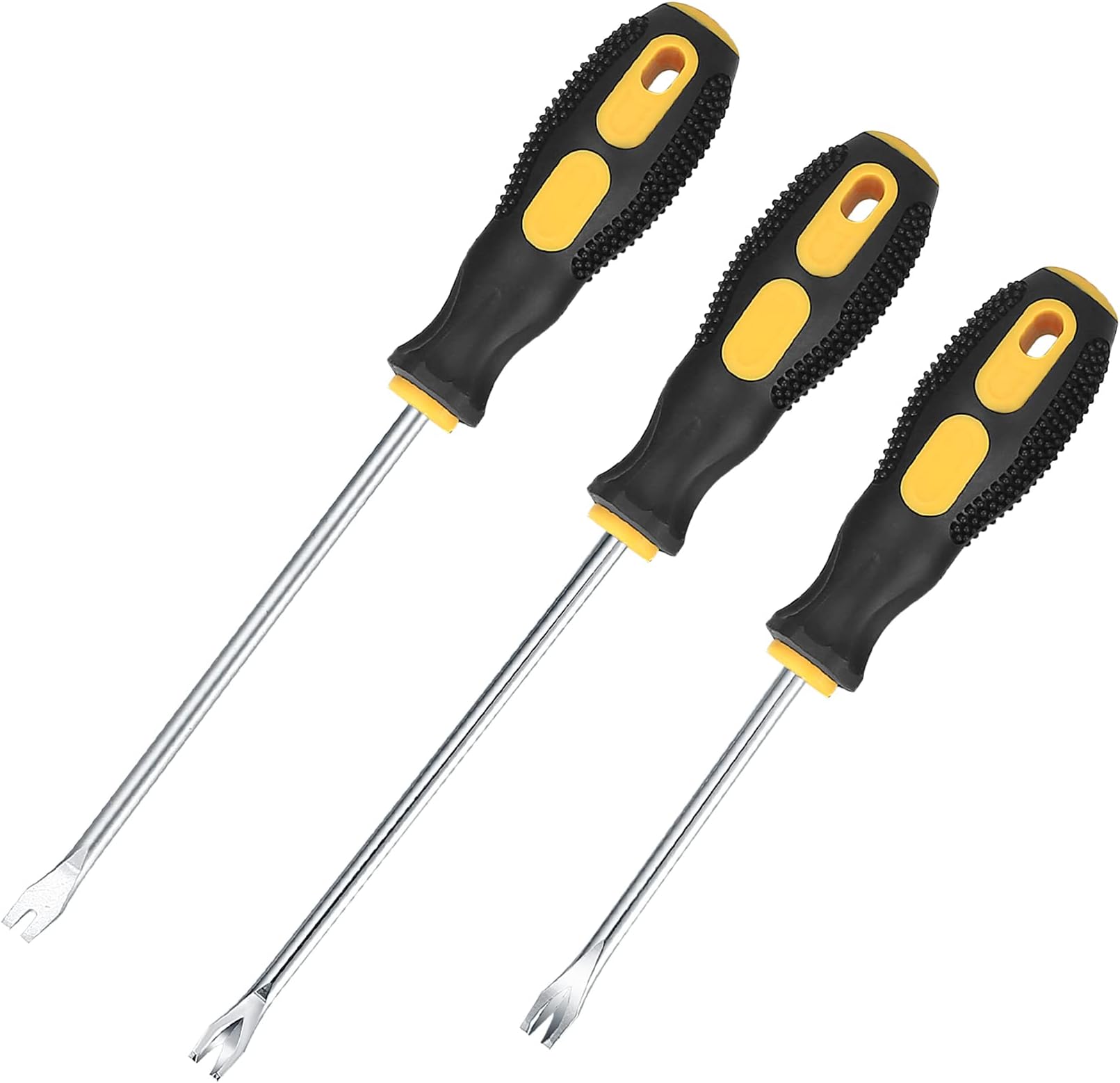 3 Pcs Upholstery Staple Remover and Tack Lifter Tool Set, Heavy Duty Nail Puller Remover, Nail Staple Rivet Tack Puller Screwdriver Remover Lifter Puller Tools for Home Office - Rubber Handles