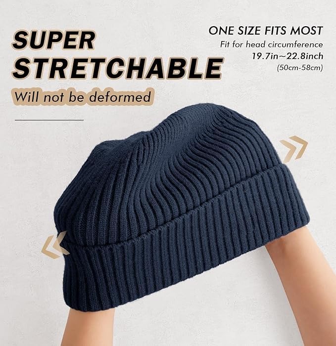 Image of Gajraj Winter Beanie Hats for Men Women, Fleece Lined Beanie Soft Warm Knit Hat Ski Cuffed Cap