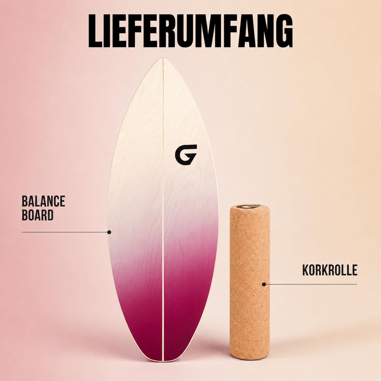 Glory Boards® Balance Board – Handmade - 100% Birkenholz - Inklusive Korkrolle - Optimal für Gleichgewichts- & Krafttraining, Für Einsteiger & Fortgeschrittene, Indoor & Outdoor