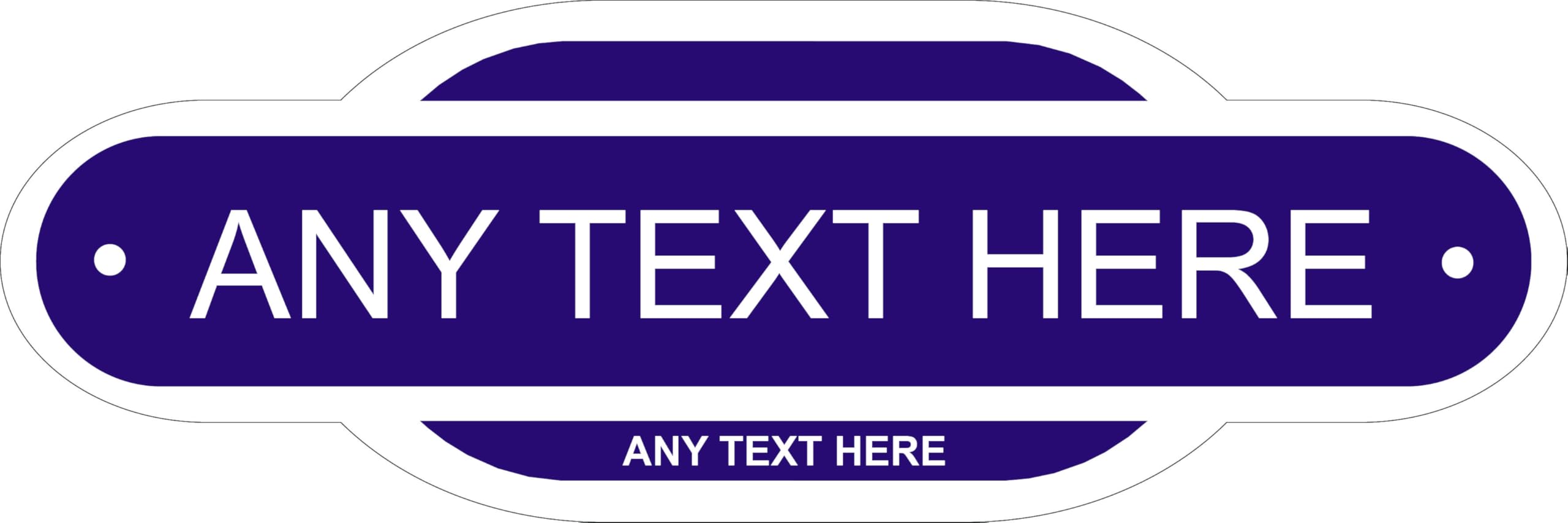Personalised Printed Railway Style Sign Garden Street Man Cave Bedroom Kitchen Plaque Selection of Sizes & Colours (UV PRINTED) (Dark Purple, Medium 400 x 130mm)