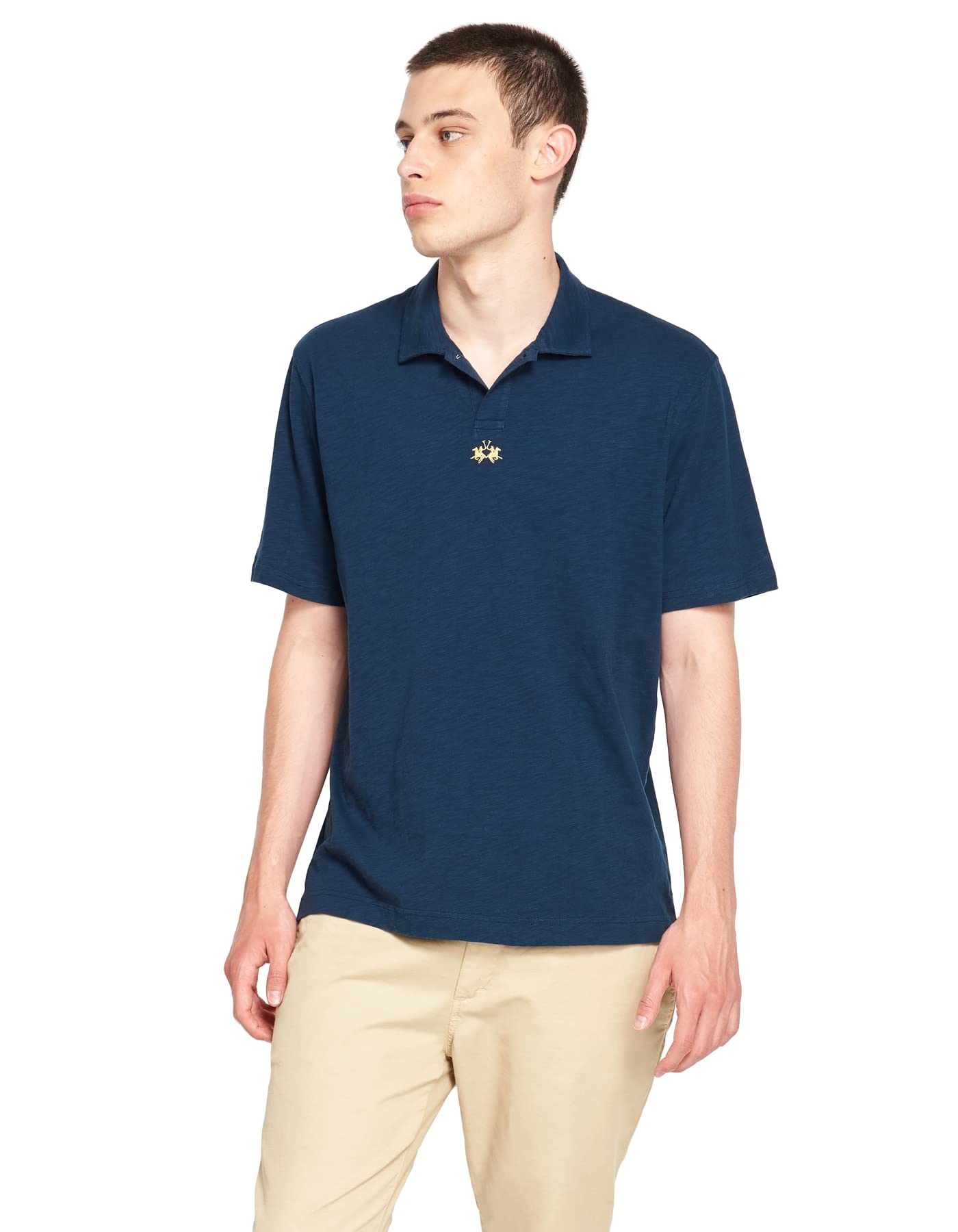 La Martina - Polo de Punto de Corte Regular, Blanco Óptico, Man