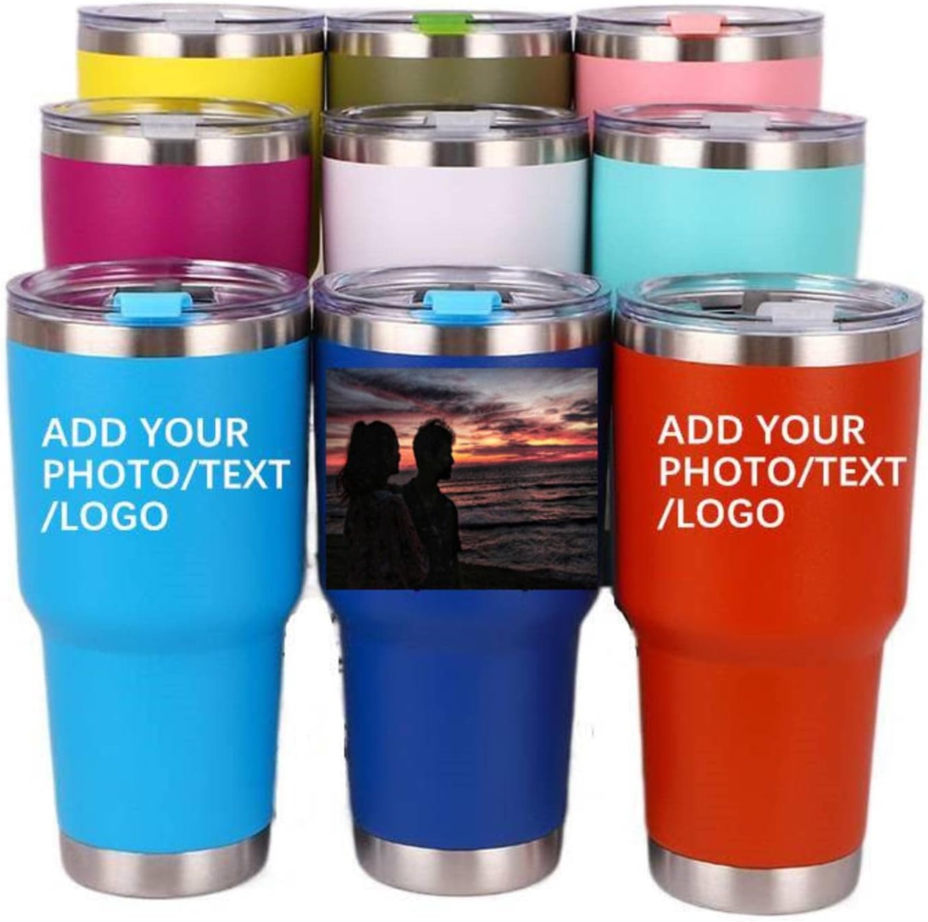 Custom Photo Tumbler Personalized Valentines Day Gifts for Him&Her Insulated Travel Coffee Mug with Any Picture&Text Multiple Color Options 20/30oz - Image 2