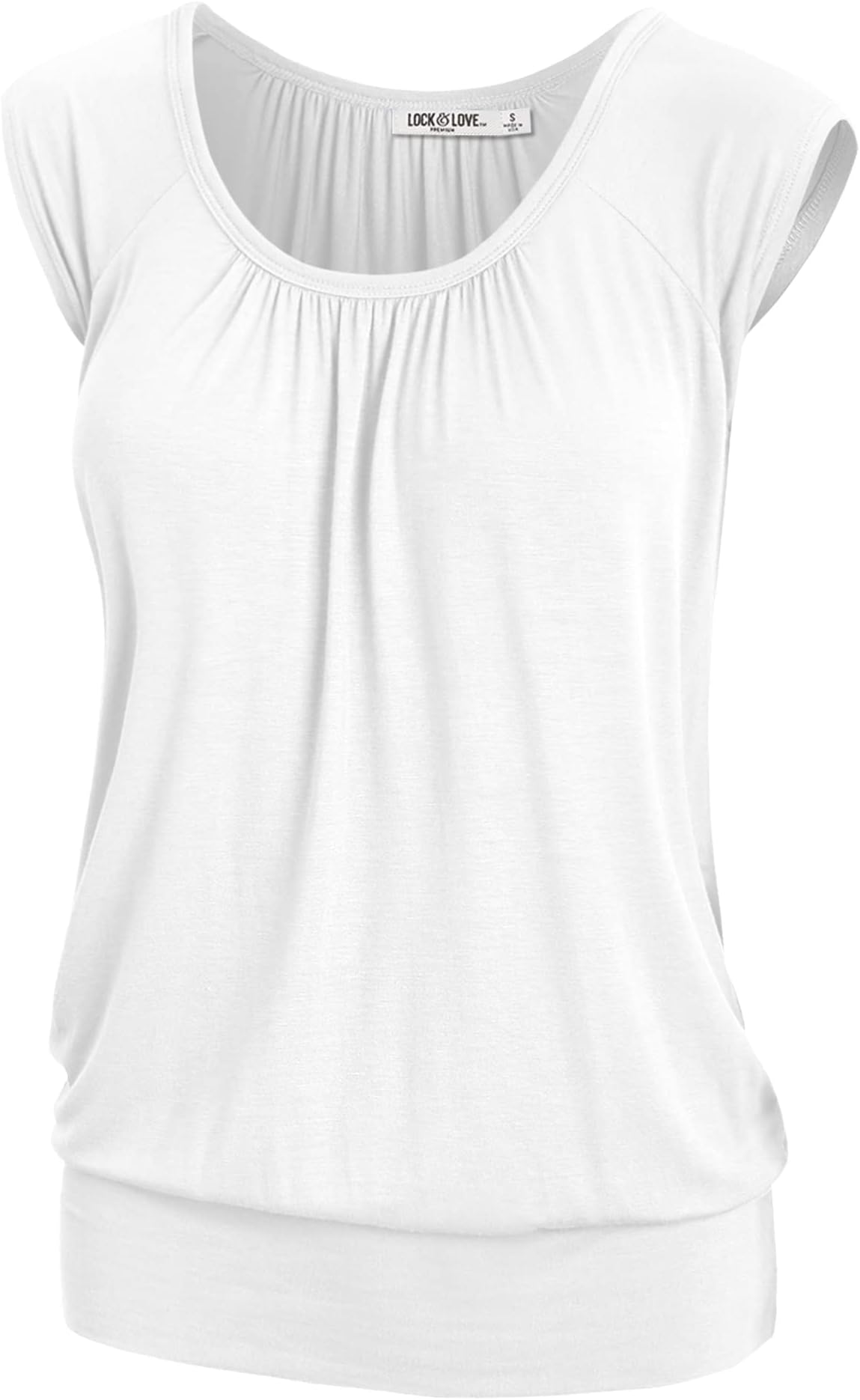 Lock and Love Women's Scoop Neck Short Sleeve Solid/Print/Dip-Dye Sweetheart Top S-3XL Plus Size