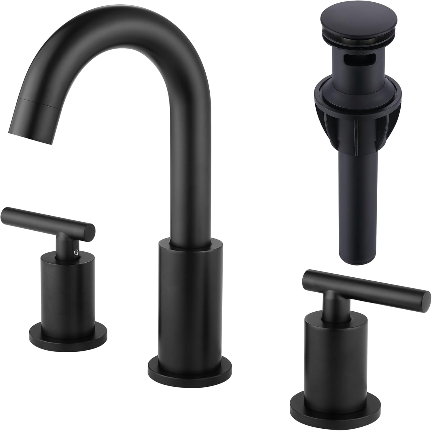 Matte Black Bathroom Faucet 3 Hole, 8 inch Widespread Bathroom Faucet ...