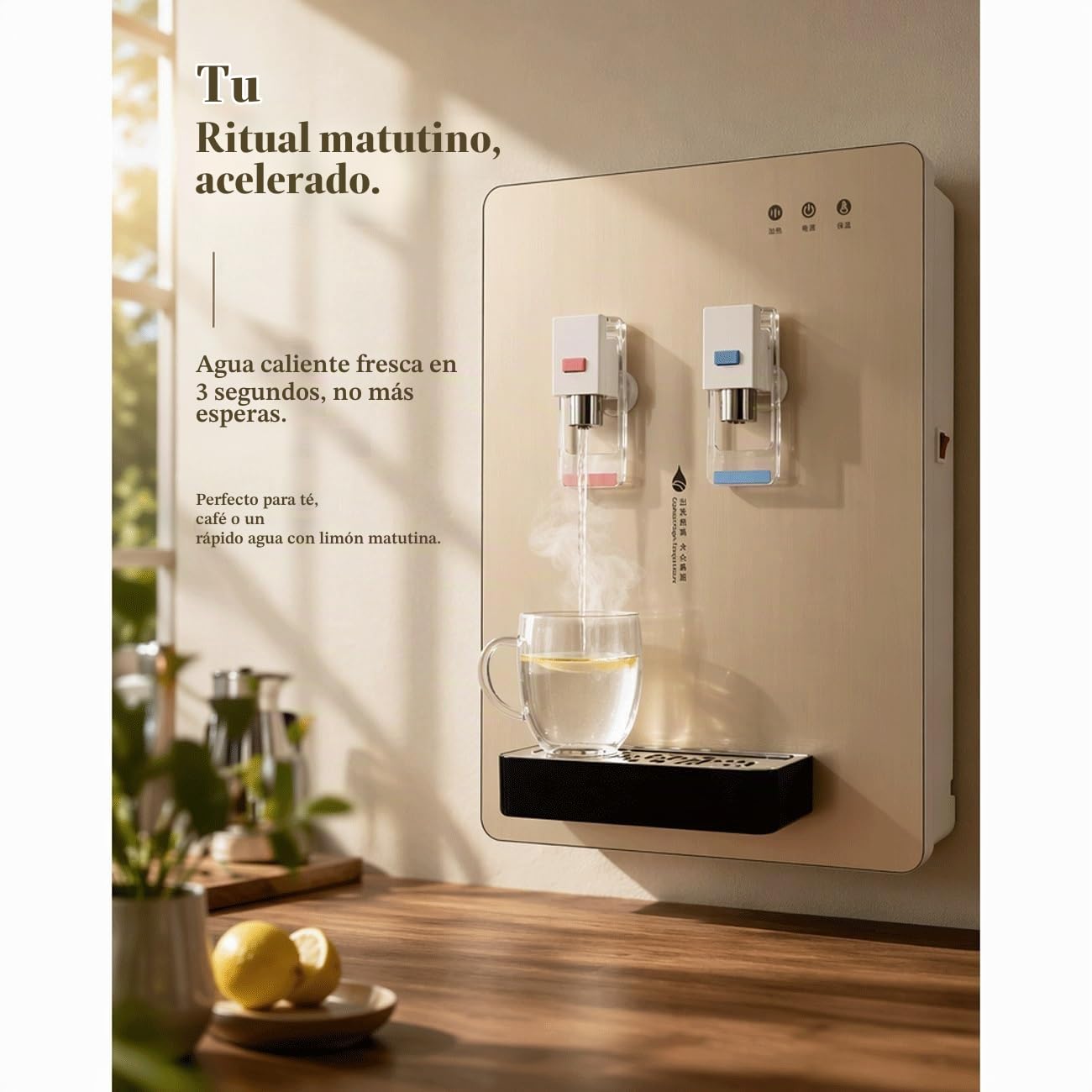 Dispensador De Agua De Pared con Alimentación De Red,con Dos Temperaturas De Agua Fría Y Caliente,Ideal For Oficina,Sala De Estar,Dormitorio Y Cocina