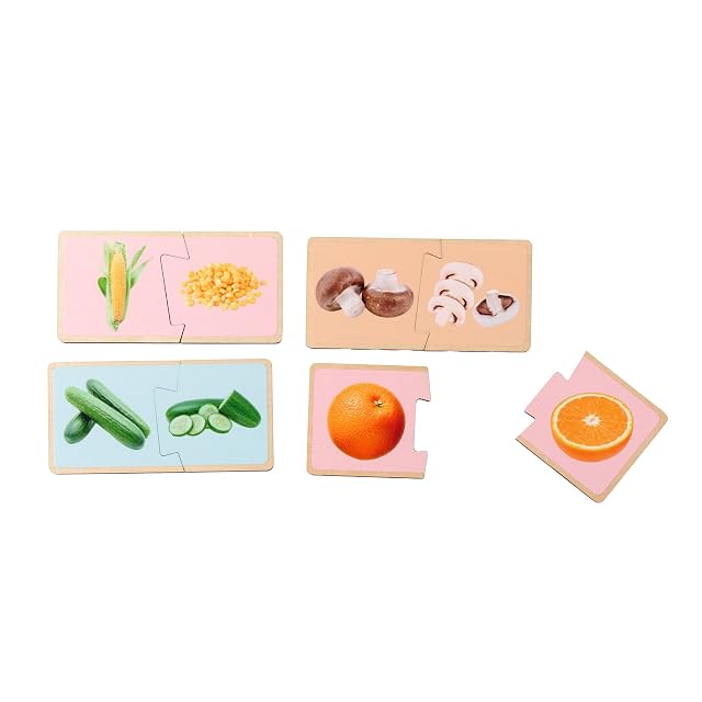 Foto 2 de 8 de Eichhorn Puzzle Montessori de Madera, Frutas y Verduras, 34 Piezas con imágenes Reales, FSC