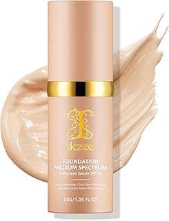 4 in 1 Foundation Liquid, Medium Coverage Color Changing Foundation with SPF 50+, Longwearing & Waterproof