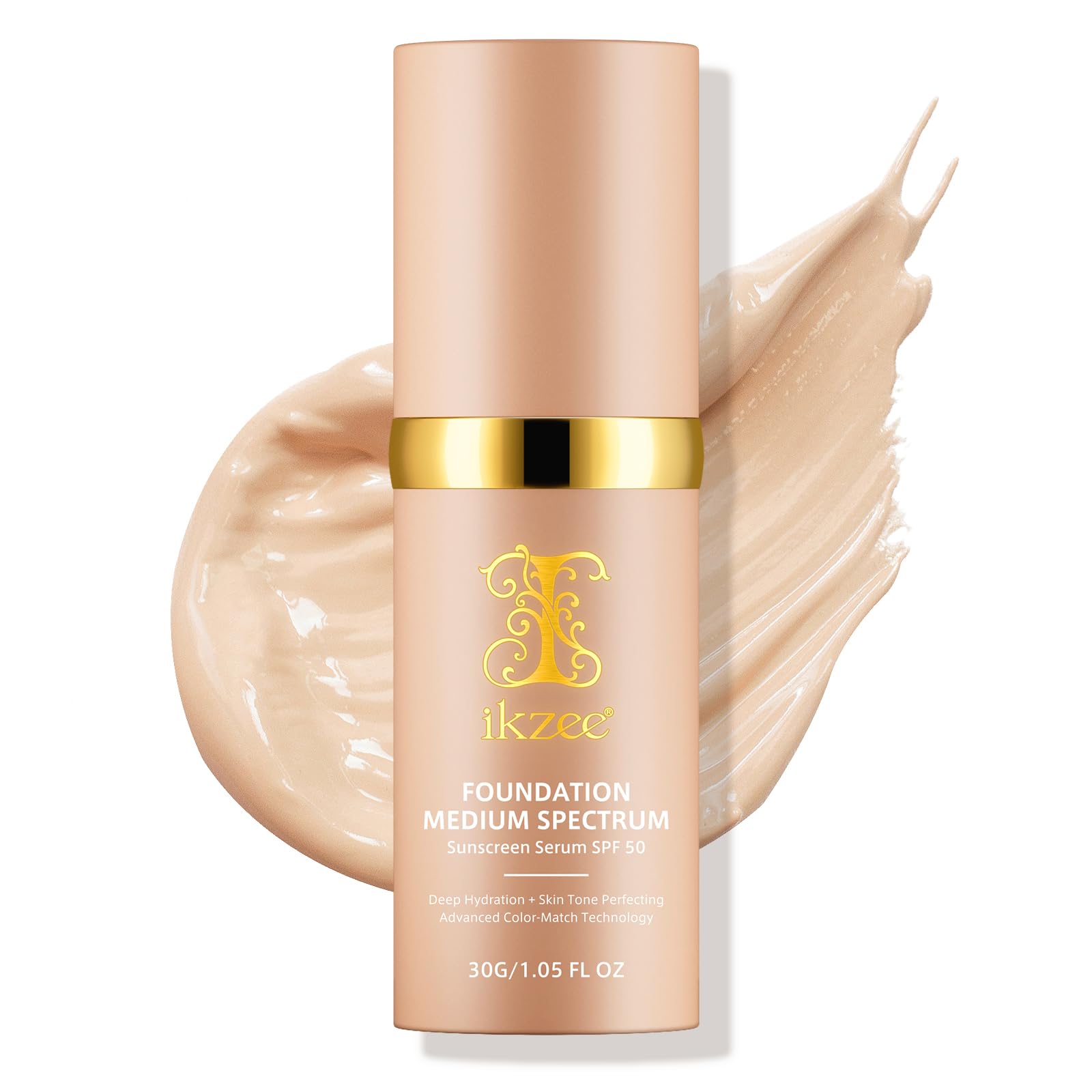4 in 1 Foundation Liquid, Medium Coverage Color Changing Foundation with SPF 50+, Longwearing & Waterproof