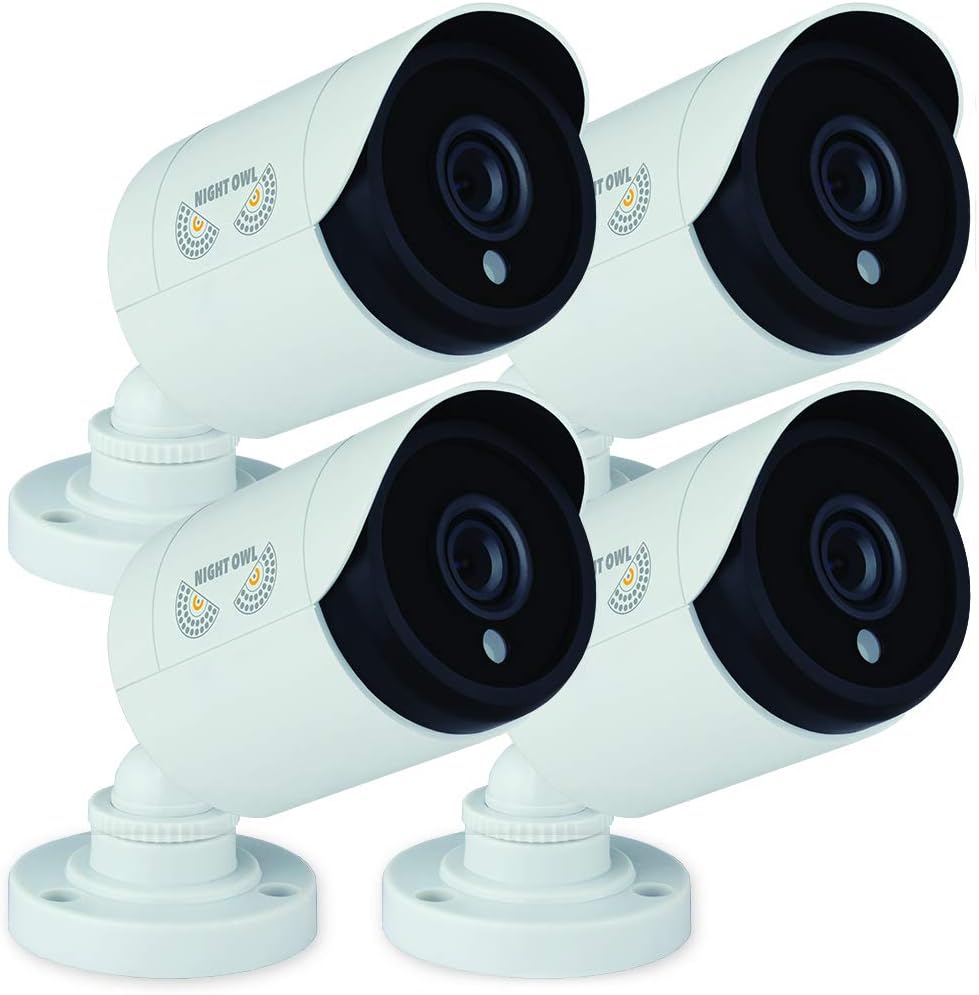 Night Owl Security CAM-4PK-HDA10W-BU HD Wired Security Bullet Cameras, 1080p (White) - Pack of 4