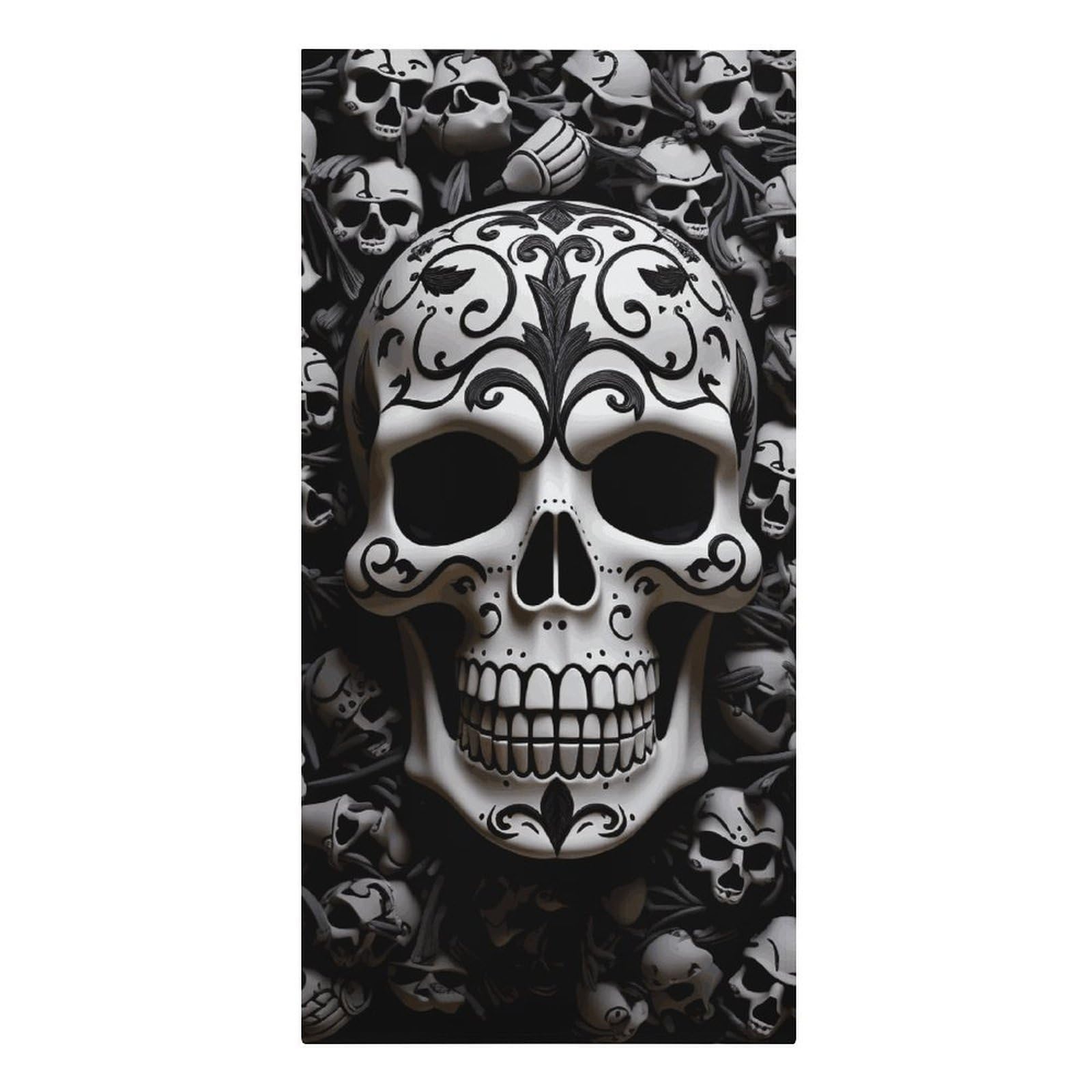 QMNLKH Black and White Skulls Beach Towel for Women, Large Microfiber Pool Towel for Men, Absorbent Swim Towels for Home, Lightweight Bath Towels for Camping, Yoga, 30.3"x61.4"