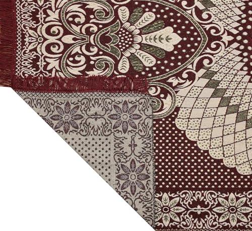 Image of Chenille /Cotton Carpet 5x7 Feet | Soft Velvet Rug for Living Room, Hall & Bedroom | Floor Carpet for Home | Designer Dari for Floor 150x210 cm | Non-Slip & Durable Kalin (Maroon)