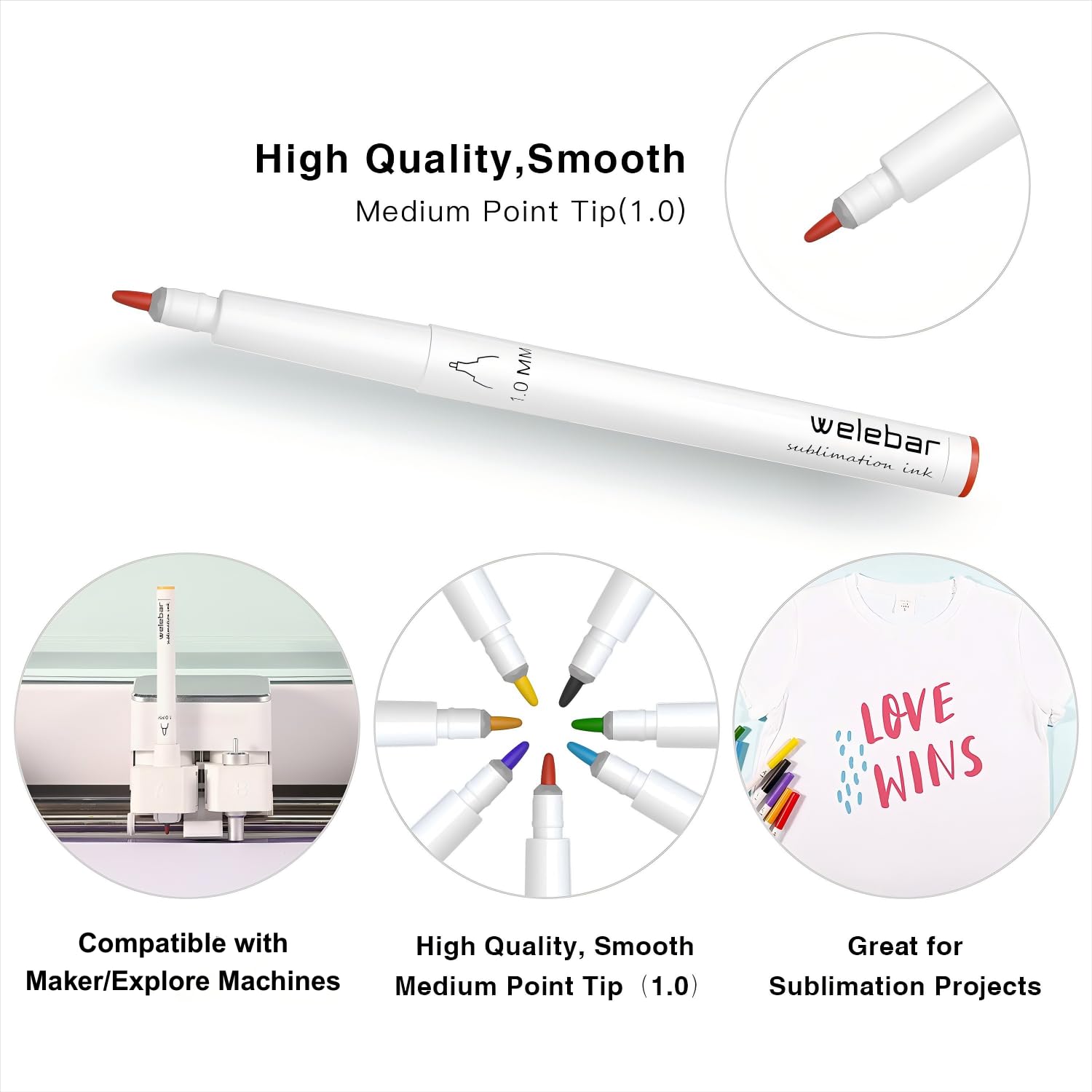 Zestaw 12 długopisów infuzyjnych do Cricut Maker 3, Maker 4, Maker, Explore 3, Explore 4, Air 2, Air, końcówka 1.0, zestaw markerów do kubków, t-shirtów, rękodzieła, 12 szt