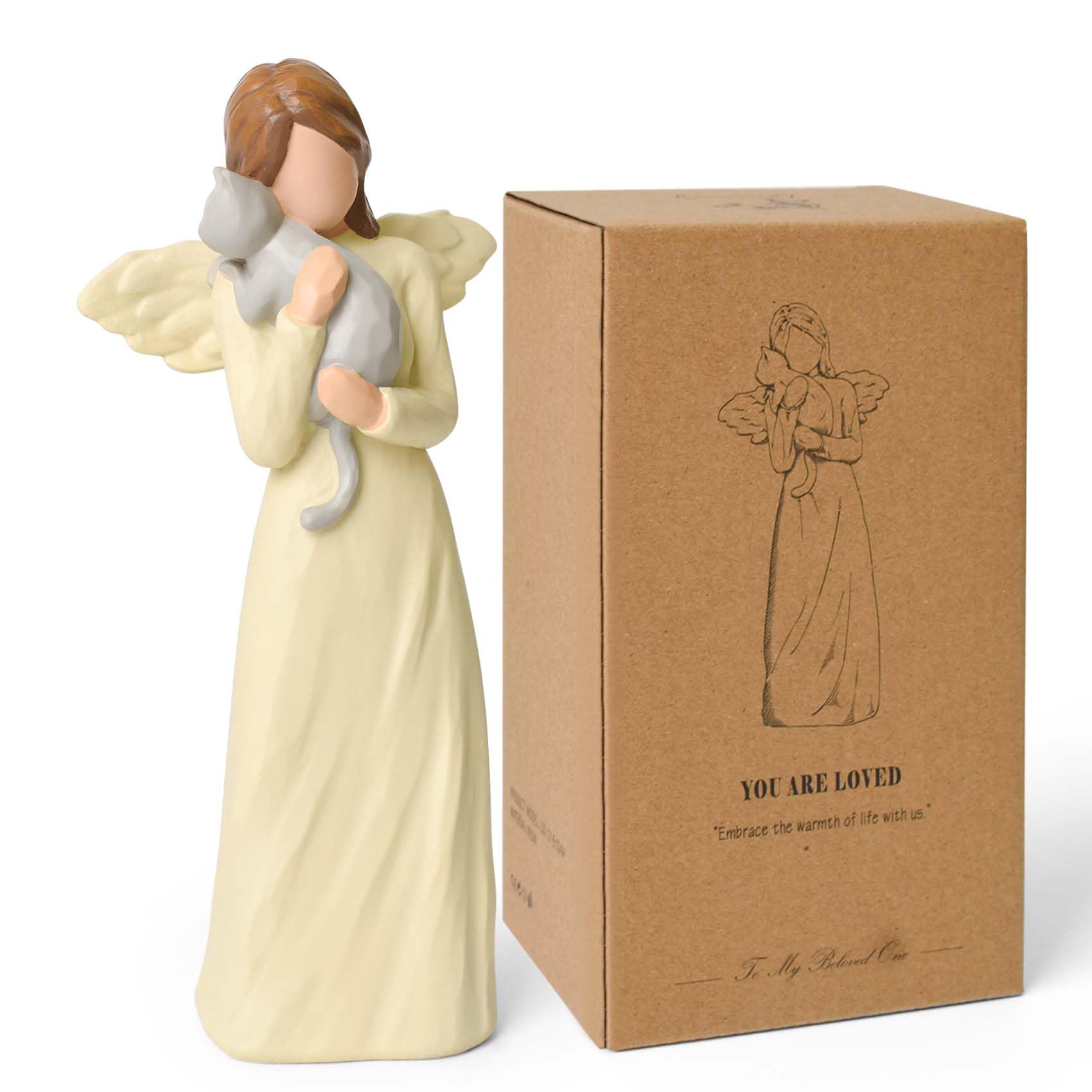 Cat Memorial Gifts Sympathy Gift, Gray Cat Ornaments Angel Statue — image 1