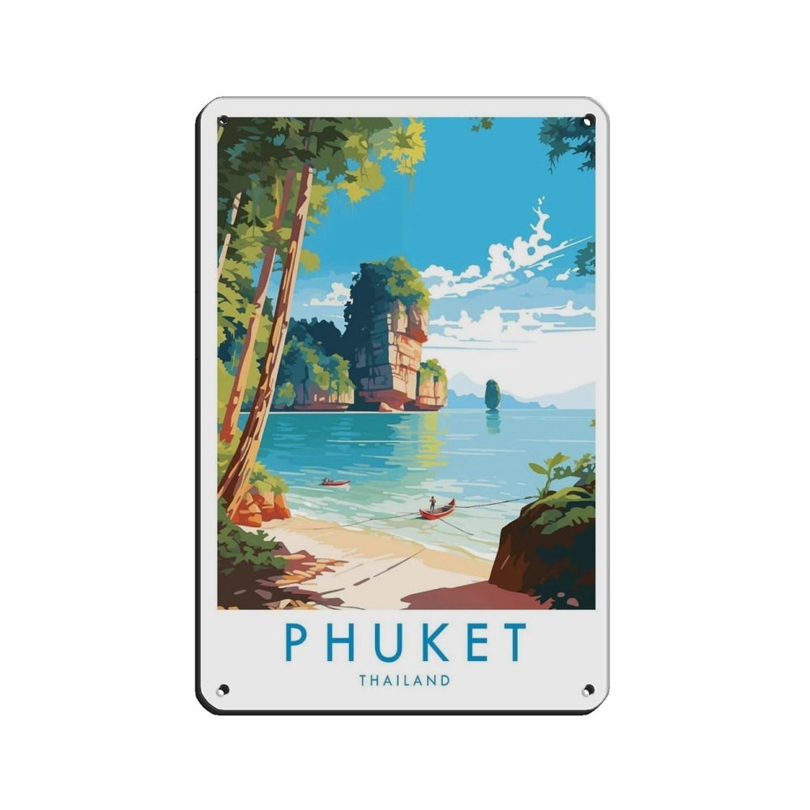 Phuket Travel Poster, Thailand（44） Retro Poster Metal Tin Sign Chic Art Retro Iron Painting Bar People Cave Cafe Family Garage Poster Wall Decoration 8x12inch(20x30cm)