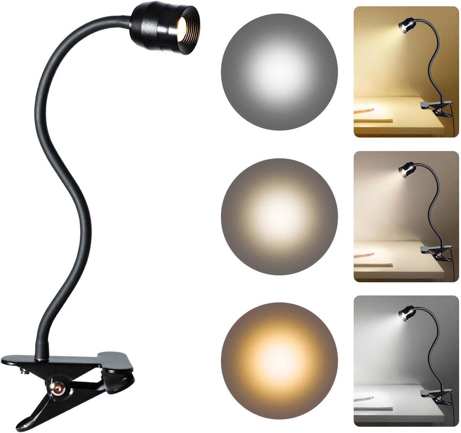 Zoomable LED Reading Light for Bed Headboard, Dimmable Spotlight USB Clip on Headboard with Flexible Gooseneck, Book Light for Reading in Bed at Night, Adjustable Beam Angle 15°-80°