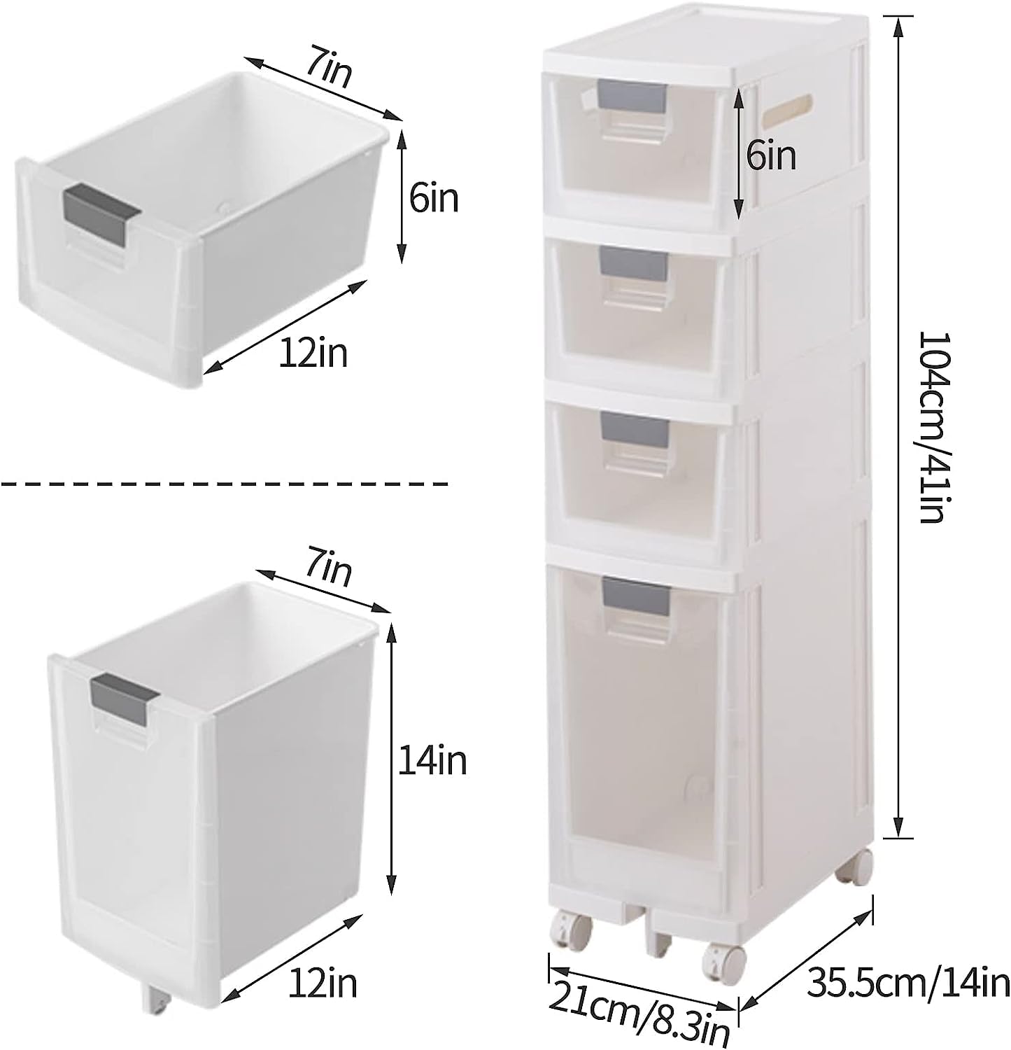 Mueble de baño de 8.3 pulgadas (ancho), organizador de baño, mueble para Papel higiénico, Ideal para cocina, Sala de estar, habitación Infantil o rincón de oficina (Blanc