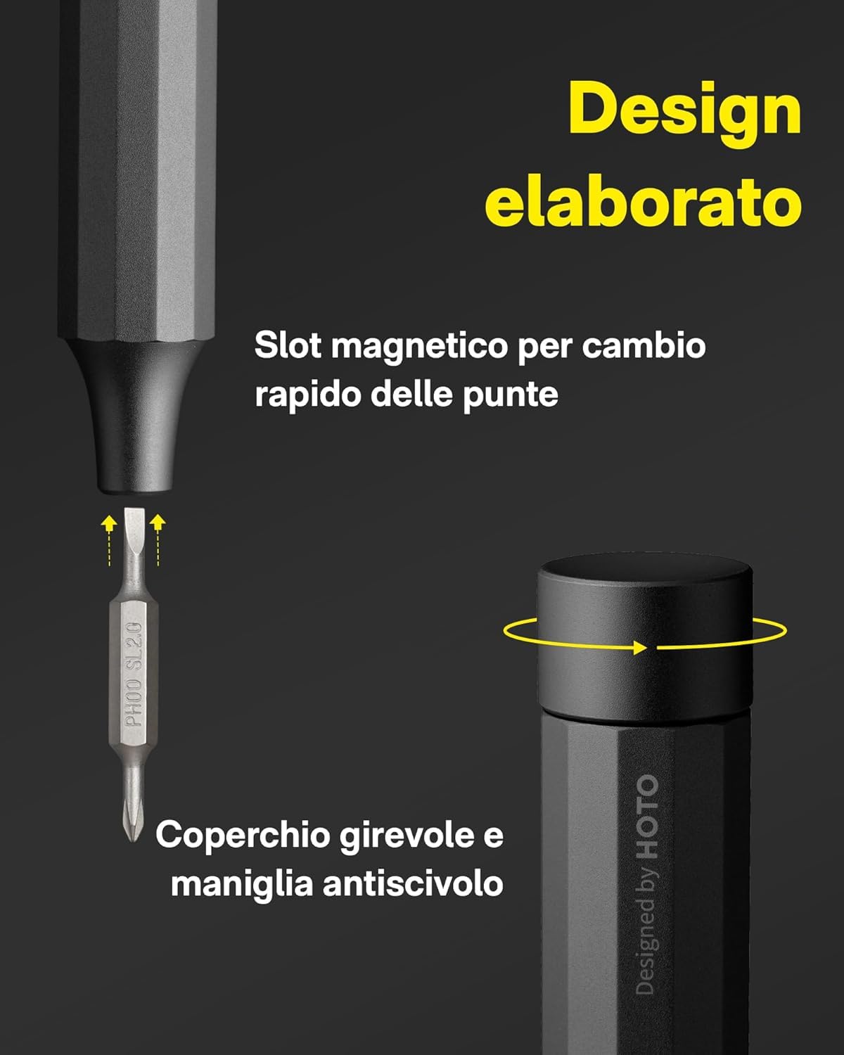 HOTO 24 in 1 Set Cacciaviti Precisione, Mini Cacciavite per Occhiali, Punte Torx Magnetiche, Kit di Riparazione per Elettronica, Orologi, Smartphone, PC Portatili, Fotocamere, Gadget Tech