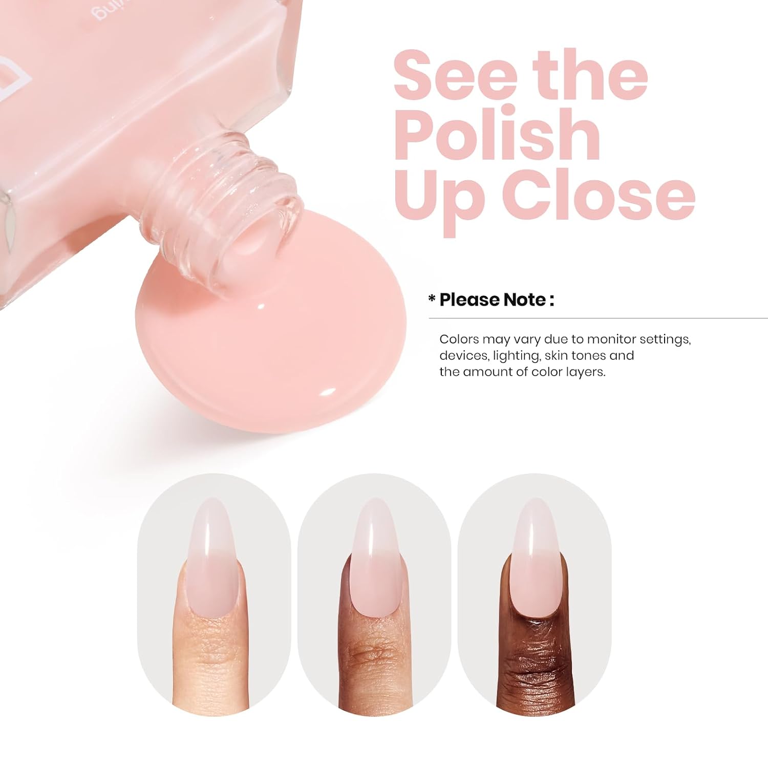 Beetles Nail Concealer - 2 In 1 Light Pink Jelly Nail Polish Nail Strengthener and Growth Fast Dry Quick Jelly Natural Nail Strengthener and Growth Treatment for Thin and Damaged Nails,0.51 FL OZ