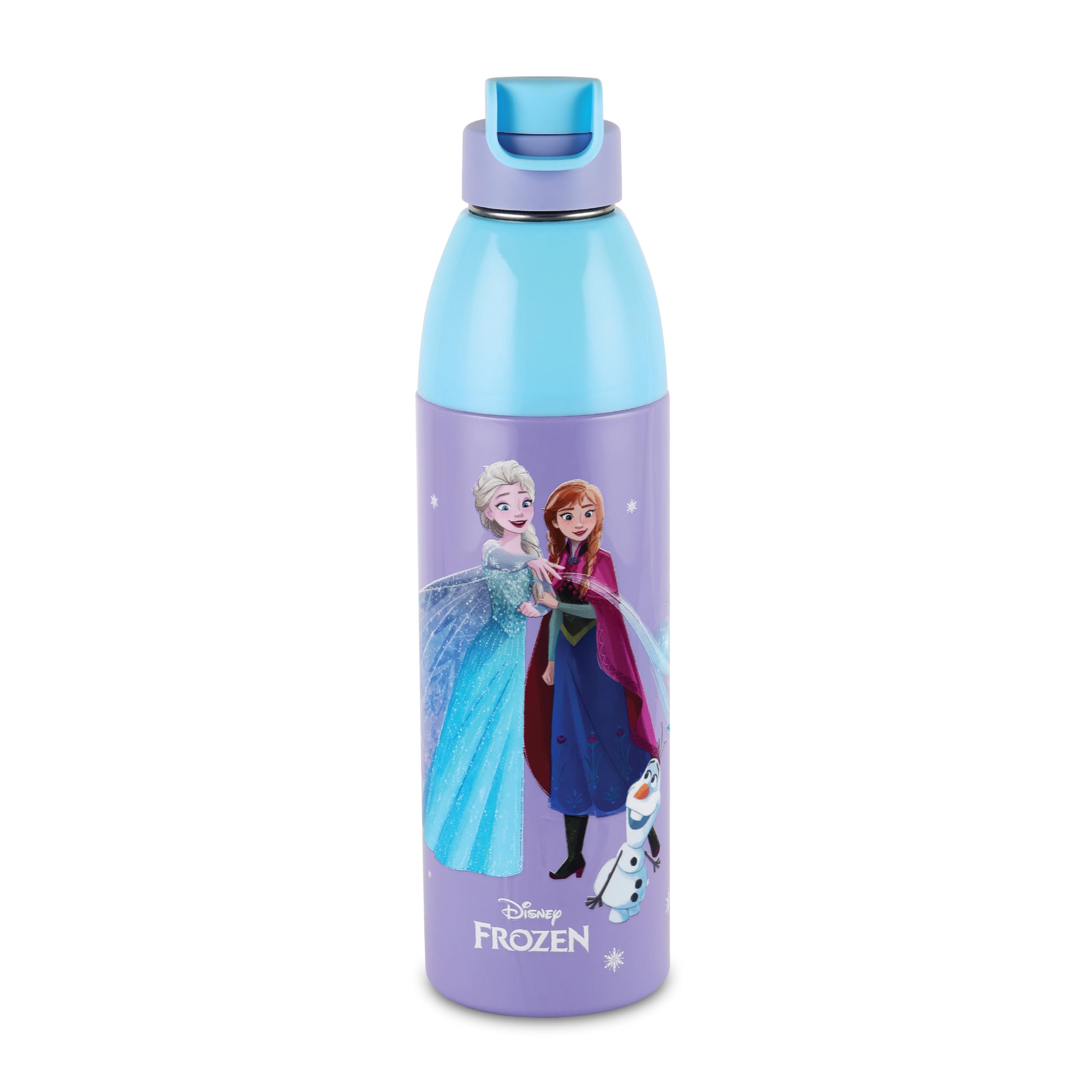 CELLO Kidzbee Uranus 600 Insulated Kids Water Bottle 540ml, Violet | 3D Touch & Feel Frozen Trio Design Easy to Carry Lightweight Leakproof Easy Sip Flip Cap Insulated Water Bottle For School Kids-image-8