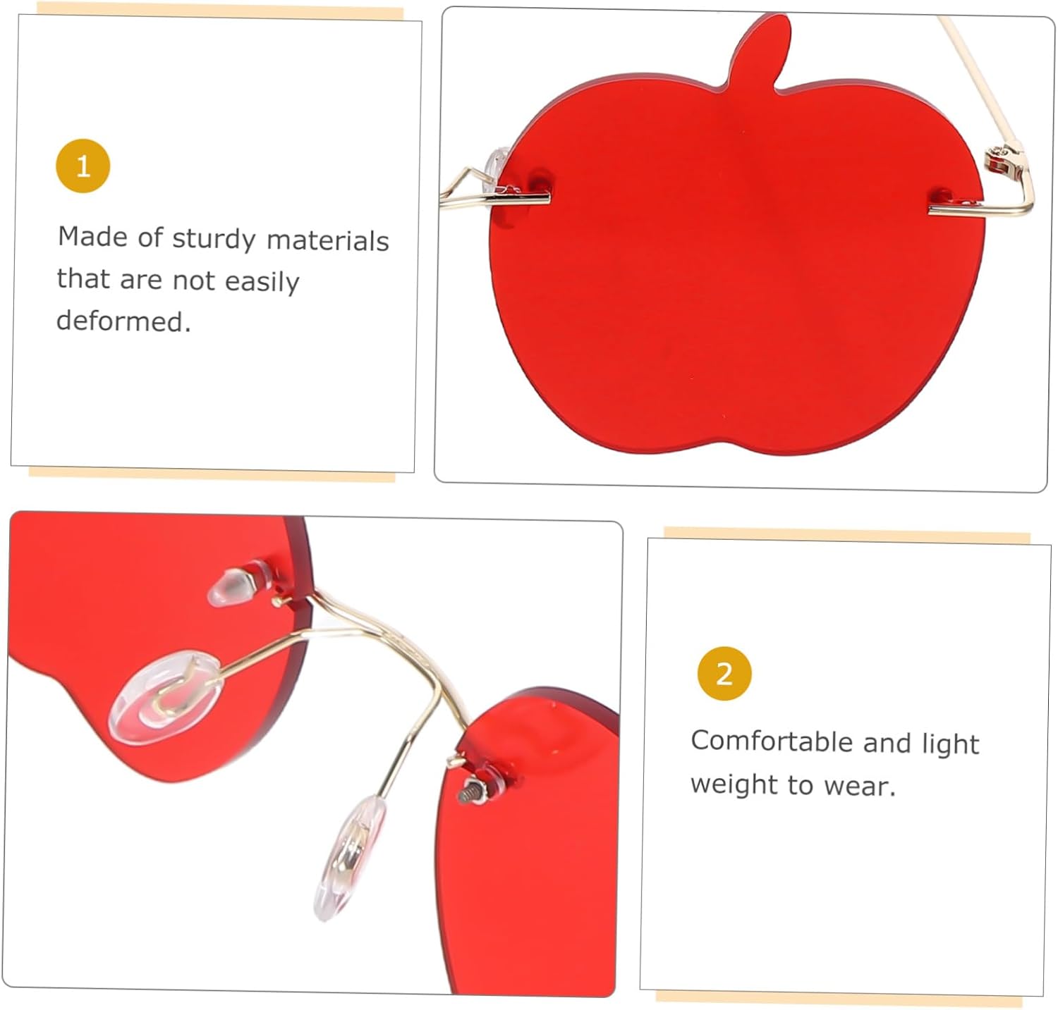 LIFKOME Creative Red Frameless Sunglasses for Women Lightweight Party Performance Glasses with Unique Chic Design and Comfortable Decorative Eyewear for Youth